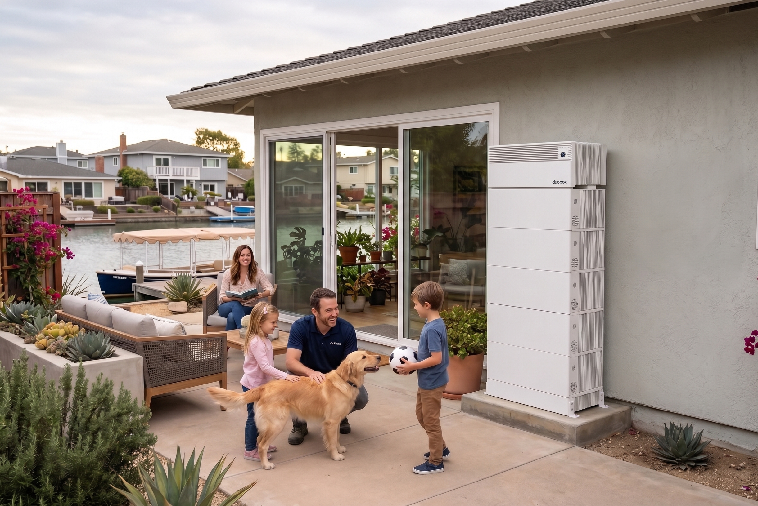DuoBox installed beside a California-style home